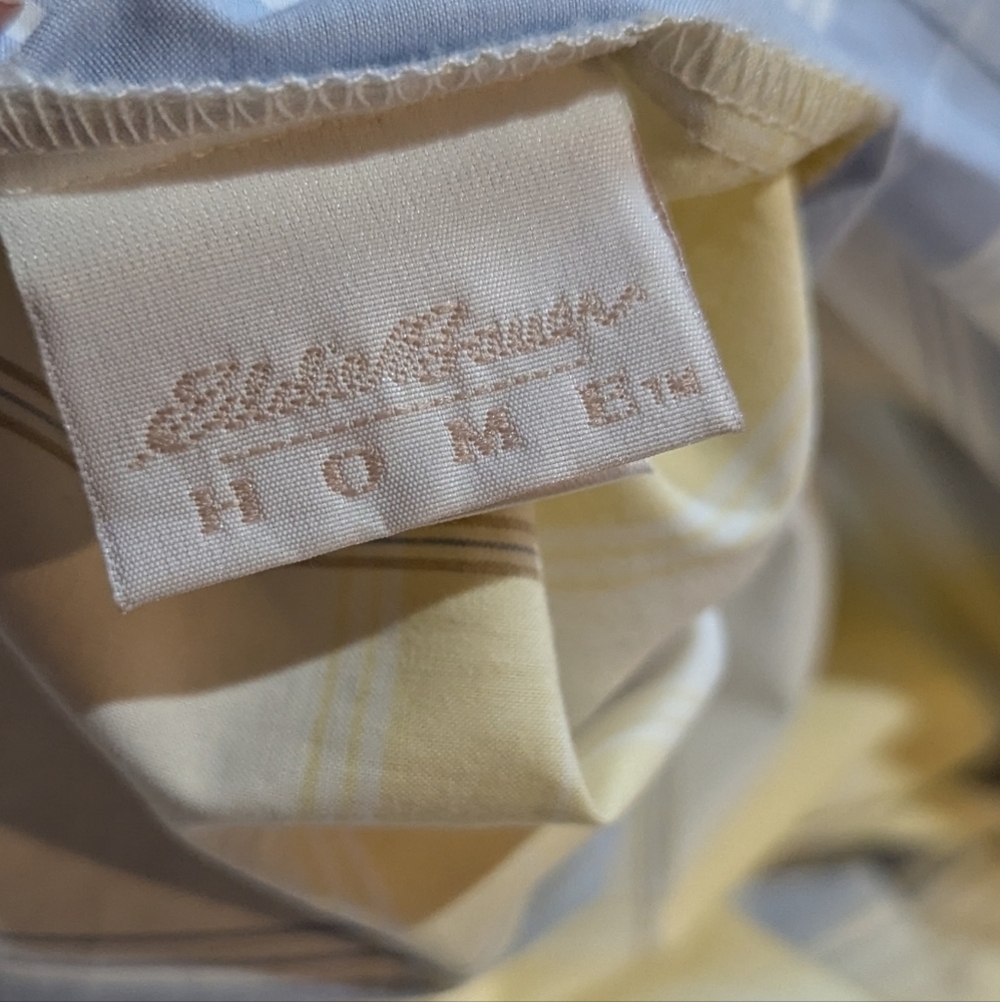 90s Eddie Bauer Duvet Cover Twin Plaid Yellow Blue White Cottagecore Preppy - Picture 5 of 7